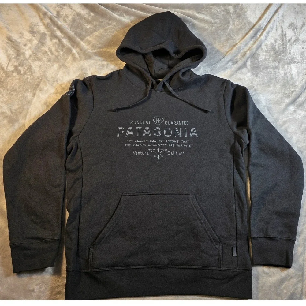 Patagonia Fleece Hoodie Mens Small Black Graphic Pullover Ventura‎ California